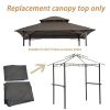 8x5Ft Grill Gazebo Replacement Canopy,Double Tiered BBQ Tent Roof Top Cover,Brown
