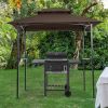 8x5Ft Grill Gazebo Replacement Canopy,Double Tiered BBQ Tent Roof Top Cover,Brown